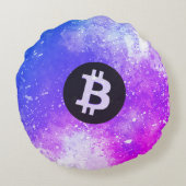ビットコインの水彩画 (スタイル2 - マイアミ) ラウンドクッション (裏面)