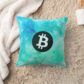 ビットコインの水彩画(スタイル3 - ビーチライフ) クッション (ブランケット)
