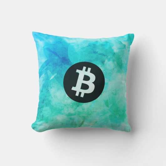 ビットコインの水彩画(スタイル3 - ビーチライフ) クッション (正面)