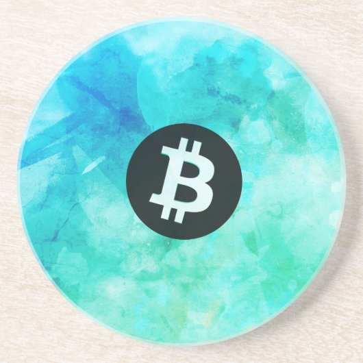 ビットコインの水彩画(スタイル3 - ビーチライフ) コースター (正面)