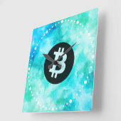 ビットコインの水彩画(スタイル3 - ビーチライフ) スクエア壁時計 (傾斜)