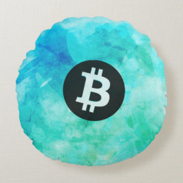 ビットコインの水彩画(スタイル3 - ビーチライフ) ラウンドクッション