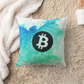 ビットコインの水彩画(スタイル5 - 波乗り) クッション (ブランケット)
