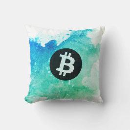 ビットコインの水彩画(スタイル5 - 波乗り) クッション