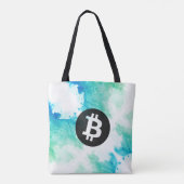 ビットコインの水彩画(スタイル5 - 波乗り) トートバッグ (裏面)
