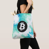 ビットコインの水彩画(スタイル5 - 波乗り) トートバッグ (クローズアップ)