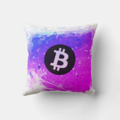 ビットコインの水彩画(スタイル6 - マイアミビーチ) クッション (裏面)