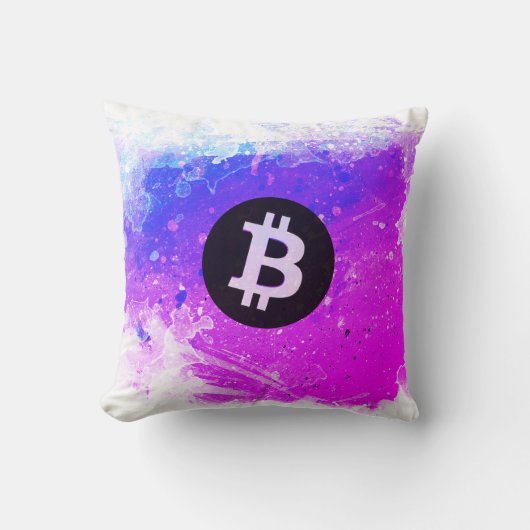 ビットコインの水彩画(スタイル6 - マイアミビーチ) クッション (正面)