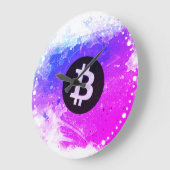 ビットコインの水彩画(スタイル6 - マイアミビーチ) ラージ壁時計 (傾斜)