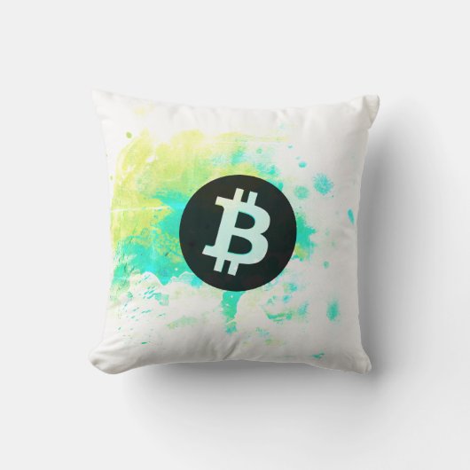 ビットコインの水彩画(スタイル7 - Satsの積み重ね) クッション (正面)
