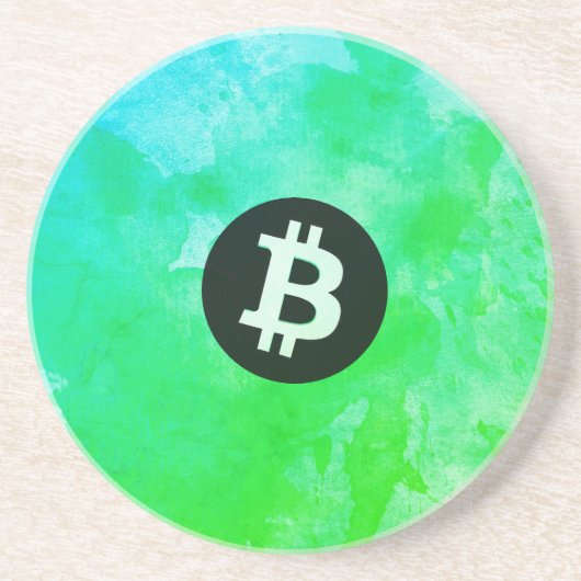 ビットコインの水彩画(スタイル$ - グリーンデイ) コースター (正面)