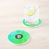 ビットコインの水彩画(スタイル$ - グリーンデイ) コースター (側面)