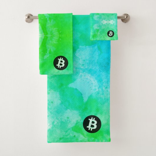 ビットコインの水彩画(スタイル$ - グリーンデイ) バスタオルセット (インサイチュ)