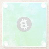 ビットコインの水彩画 (スタイル $ - Green Day) ガラスコースター (裏面)