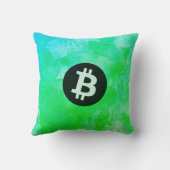 ビットコインの水彩画（スタイル $ - Green Day) クッション (裏面)