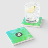 ビットコインの水彩画 (Style $ - Green Day) ストーンコースター (横)