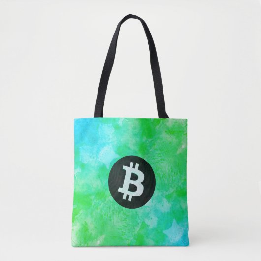 ビットコインの水彩画 (Style $ - Green Day) トートバッグ (正面)