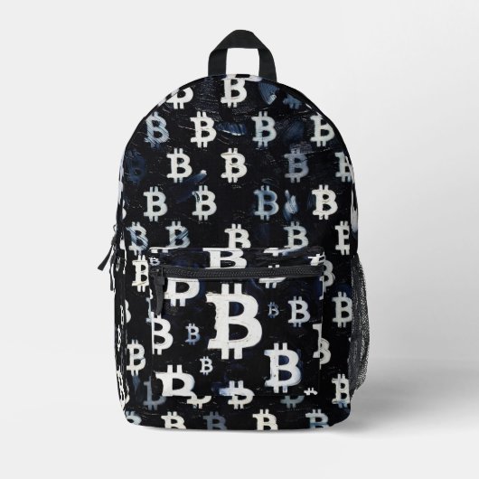 ビットコインの芸術 (BW-A) 油絵 プリントバックパック (正面)