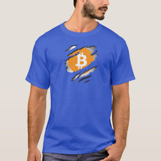 ビットコインの裂けた画像 ロゴが下に現れる - Tシャツ