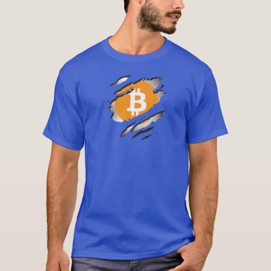 ビットコインの裂けた画像 ロゴが下に現れる - Tシャツ (正面)