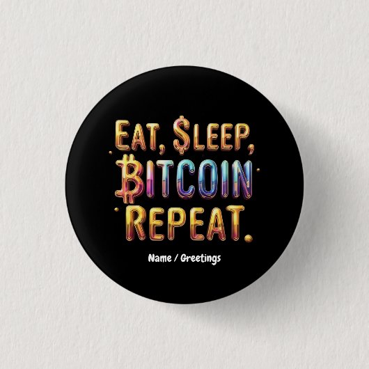 ビットコインを繰り返す:暗号通貨の世界へ 缶バッジ (正面)