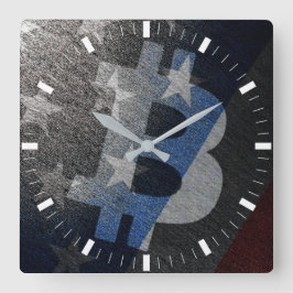 ビットコインアメリカ ₿ スクエア壁時計