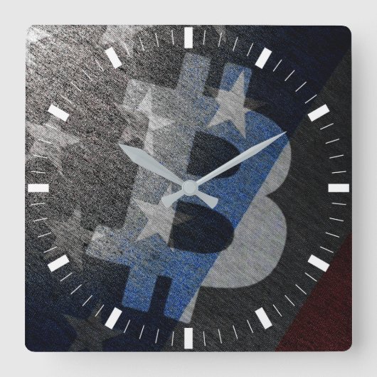 ビットコインアメリカ ₿ スクエア壁時計 (正面)