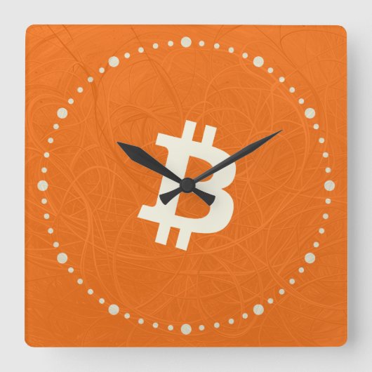 ビットコインクラシック オレンジ(ニューロン) スクエア壁時計 (正面)
