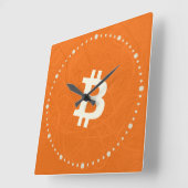 ビットコインクラシック オレンジ(ニューロン) スクエア壁時計 (傾斜)