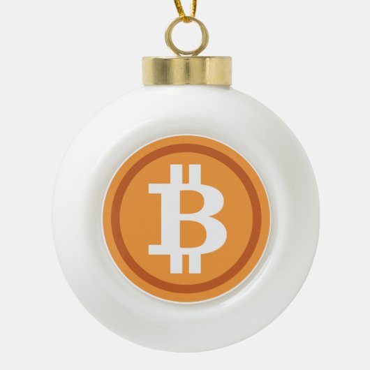 ビットコインクリスマスツリーオーナメントクリプトホリデイ セラミックボールオーナメント (正面)