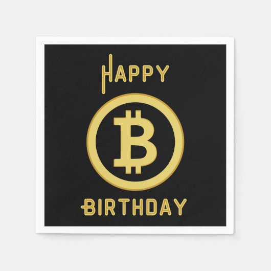 ビットコインゴールド 3層のナプキン お誕生日おめでとう スタンダードカクテルナプキン (正面)