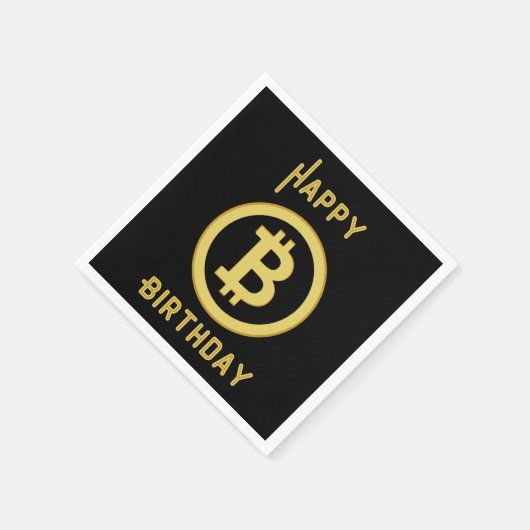 ビットコインゴールド 3層のナプキン お誕生日おめでとう スタンダードカクテルナプキン (角)