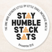 ビットコインステイ謙虚スタックSATS暗号 ラウンドペーパーコースター (正面)