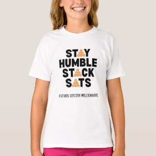 ビットコインステイ謙虚スタックSATS暗号 Tシャツ