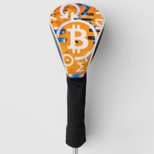 ビットコインストリートアート（オレンジの絵画その3） ゴルフヘッドカバー