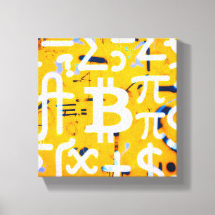ビットコインストリートアート（オレンジの絵画その4） キャンバスプリント