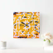 ビットコインストリートアート(オレンジの絵画その4) スクエア壁時計 (ホーム)