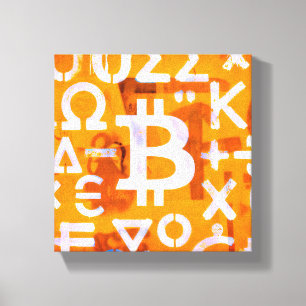 ビットコインストリートアート（オレンジ絵画No.6） キャンバスプリント