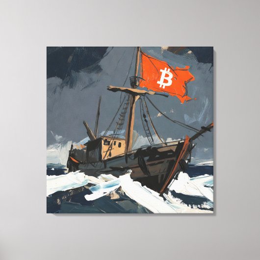 ビットコインセイリング油絵 #2 キャンバスプリント (正面)