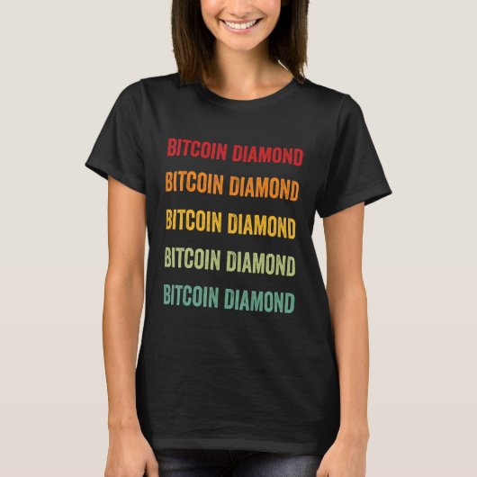 ビットコインダイヤモンド暗号虹文字デザイン Tシャツ (正面)