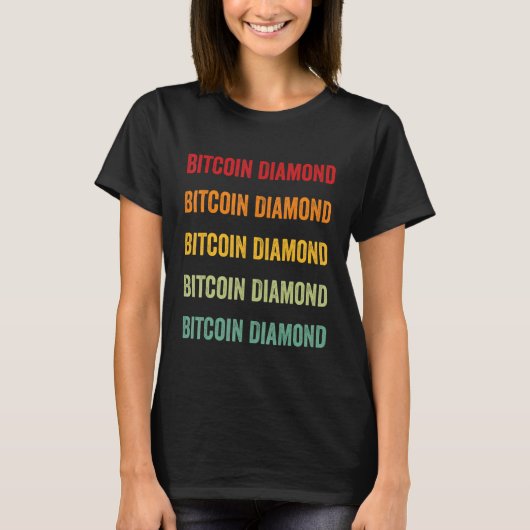 ビットコインダイヤモンド暗号虹文字デザイン Tシャツ (正面)