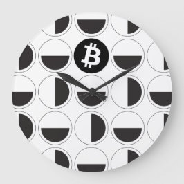 ビットコインデザイナーブラック&ホワイト ラージ壁時計