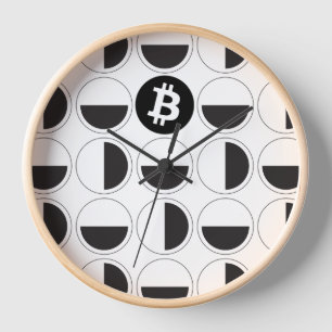ビットコインデザイナーブラック&ホワイト 壁時計