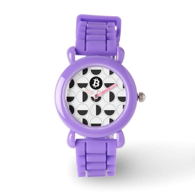 ビットコインデザイナーブラック&ホワイト 腕時計 (正面)