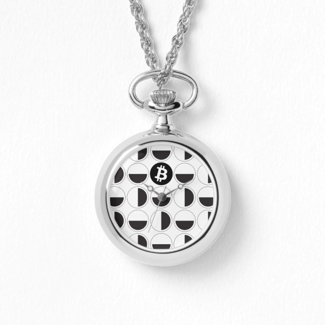 ビットコインデザイナーブラック&ホワイト 腕時計 (正面)