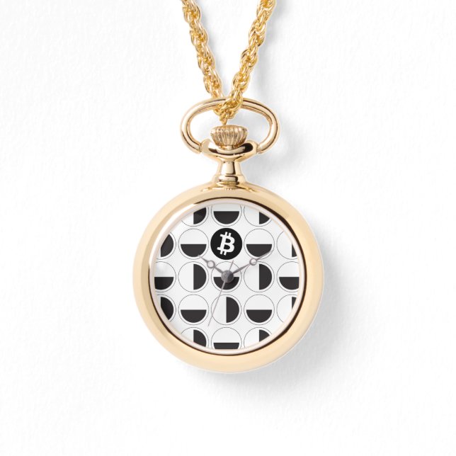 ビットコインデザイナーブラック&ホワイト 腕時計 (正面)