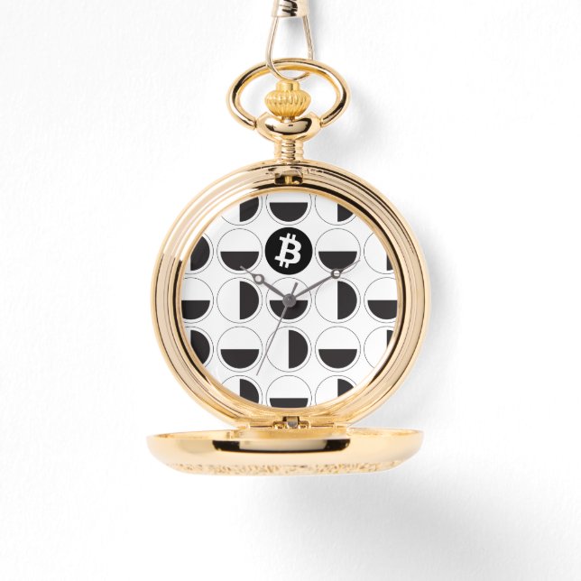 ビットコインデザイナーブラック&ホワイト 腕時計 (正面)