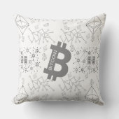 ビットコインデジタルマネー暗号通貨ホワイトパターン クッション (正面)