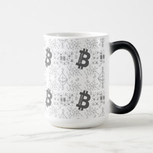 ビットコインデジタル暗号通貨白黒パターン モーフィングマグカップ