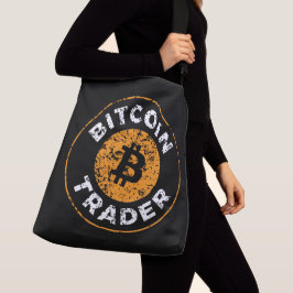 ビットコイントレーダグランジー文字サークルアウトライン黒 クロスボディバッグ